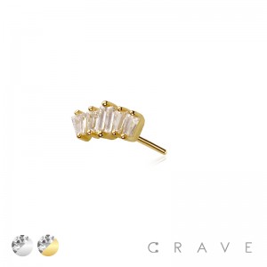 316L SURGICAL STEEL THREADLESS PUSH IN CZ BAGUETTE ARCH TOP PART